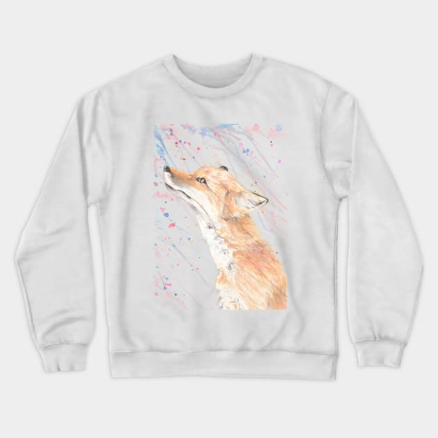 Fox in the Rain Crewneck Sweatshirt by RSalasArt